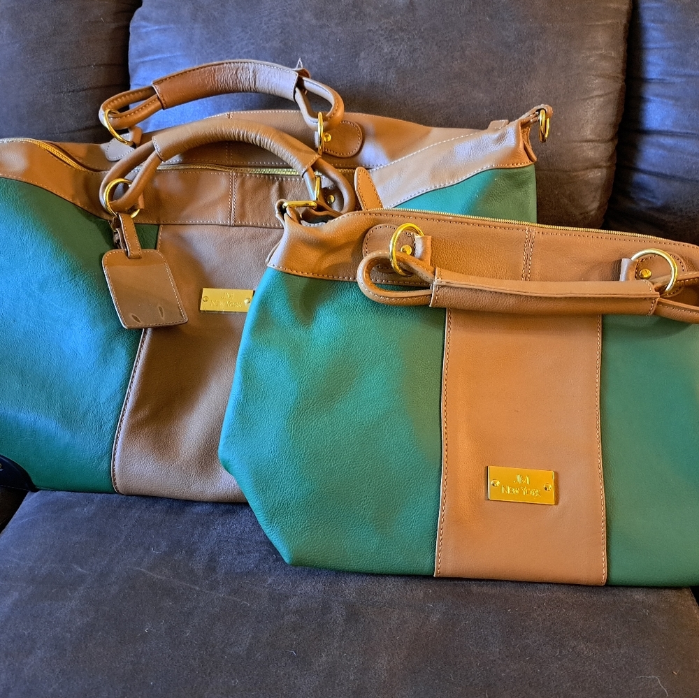 Green JM New York Travel Bag, with matching purse